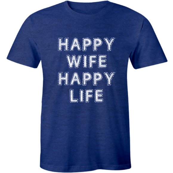 Happy Wife Happy Life Funny Husband Gift T-shirt - Picture 1 of 3